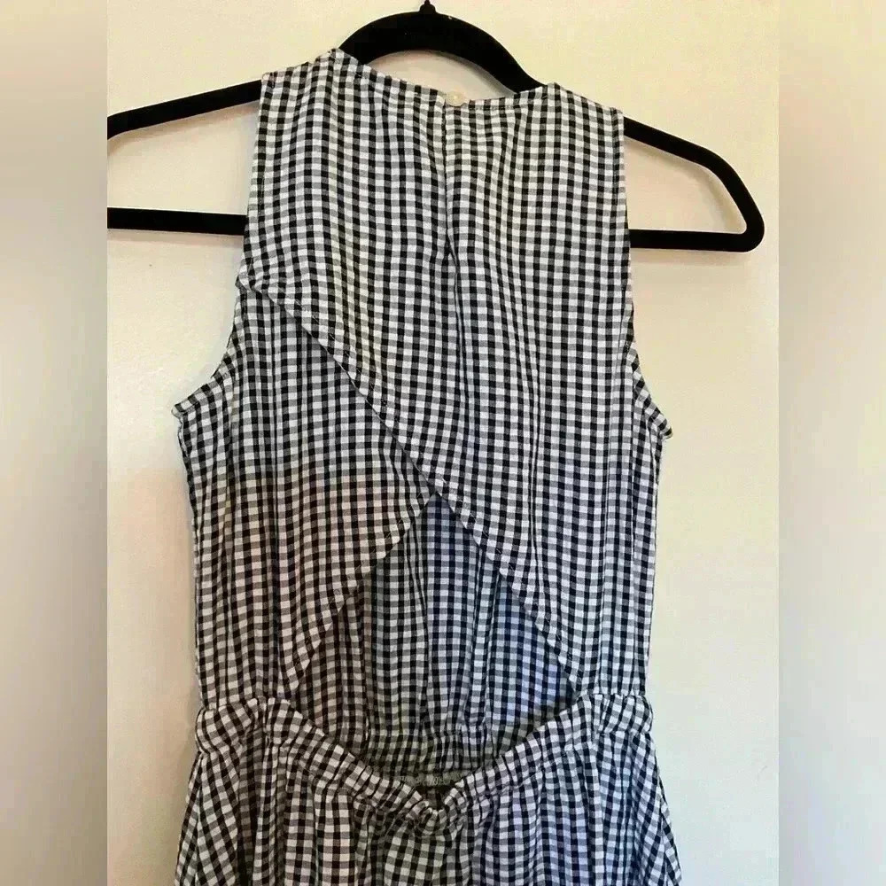 Loft Black & White Gingham Crossover Open Back Pocket Midi Dress in XXSP - Picture 4 of 9